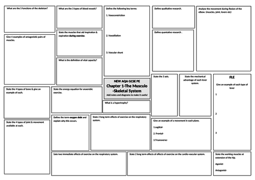 AQA GCSE PE- Student revision pages for chapters 1,3,4 & 6