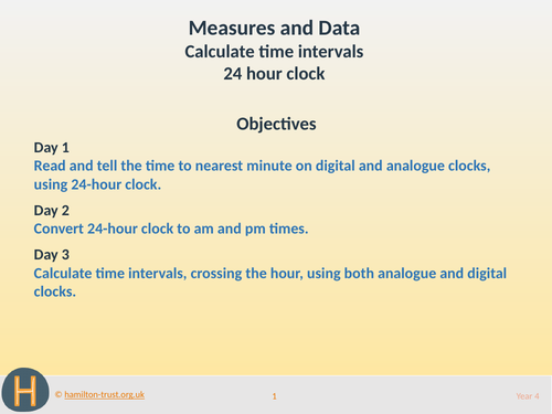 Teaching Presentation: Calculate time intervals; 24 hour clock (Year 4 ...