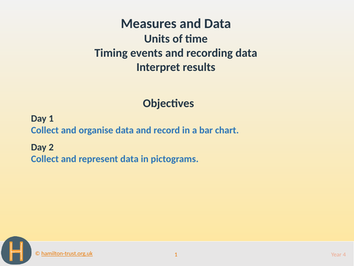 Teaching Presentation: Units of time, record data and interpret ( Year 4 Measures and Data )