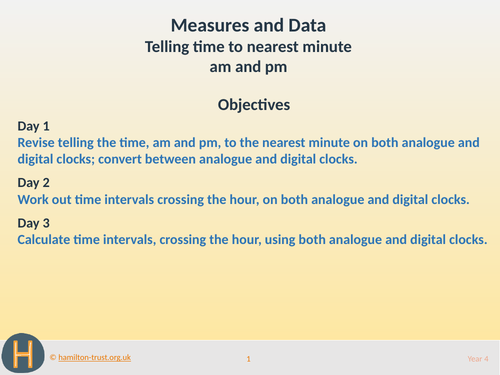 Teaching Presentation: Tell time to nearest minute: am/pm ( Year 4 Measures and Data )