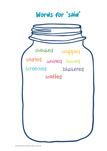 Words for ‘said’ Vocabulary Jar