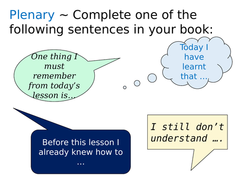 Lesson Plenary Ideas