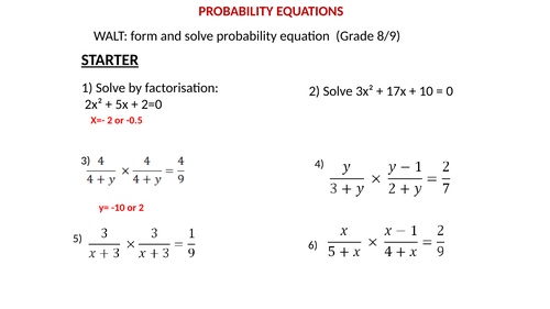 Probability Equations