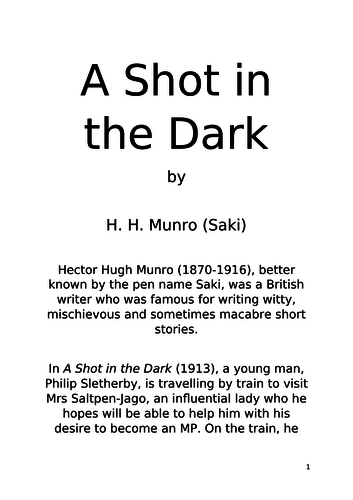 Comprehension Questions and Answers for Saki’s "A Shot in the Dark" (1913)
