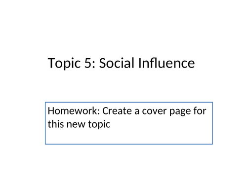 Edexcel 9-1: Psychology Topic 5 Social influence- Lesson 1