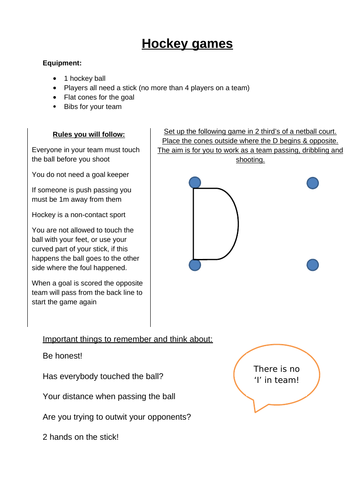 Hockey differentiated games ideas