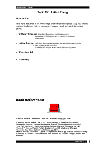 Edexcel chemistry Topic 13.1: Lattice energy