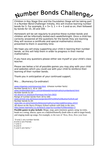 Number Bond Club resources