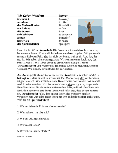 Relative Pronouns German Reading Wir Gehen Wandern