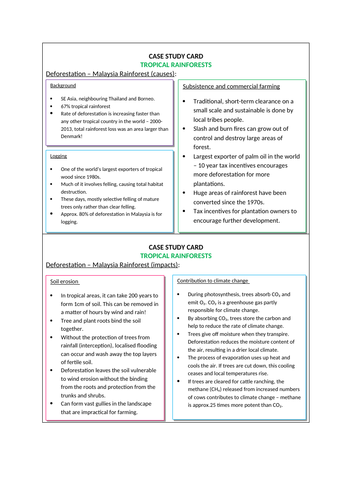 AQA GCSE Geography (2016) Tropical Rainforest example (Malaysia)