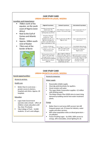 AQA GCSE Geography (2016) Urban issues and challenges case study (Lagos, Nigeria)