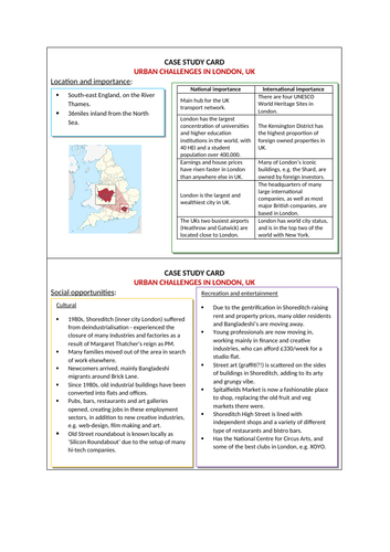 AQA GCSE Geography (2016) Urban issues and challenges (London, UK)
