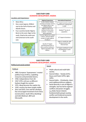 AQA GCSE Geography (2016) Changing economic world case study (Nigeria)