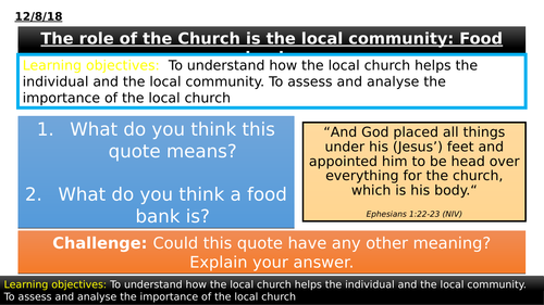1.2.8 - Role of the Church in the Local Community: Food Banks