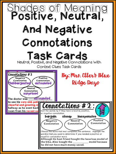 Positive and Negative Connotation Task Cards (with context clues)