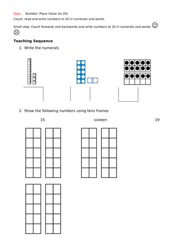 Year 1 Autumn Block 4 Week 1 Place Value to 20 Lesson Plans, resources and powerpoints