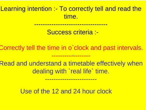 Time lesson - Lesson 1 !