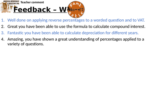 Percentage Multipliers compound interest Sprint Assessment, Dirt