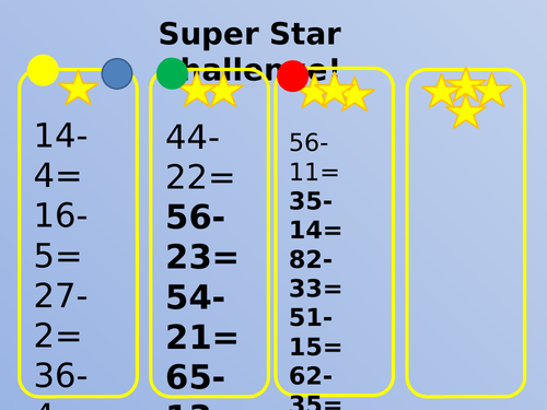 Subtraction differentiated challenge Year 1/2