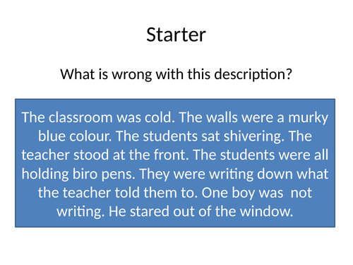 Sentence types in narrative writing