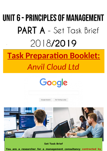 *NEW* BTEC Level 3 Business: Unit 6- Principles Of Management Exam: Anvil Ltd Preparation Booklet