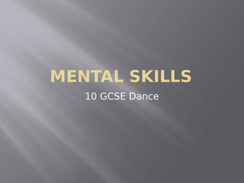GCSE Dance Mental Skills lesson