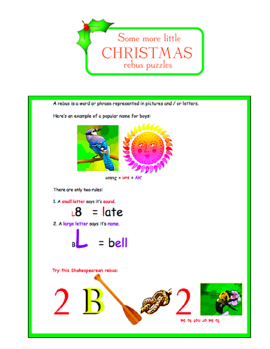 Some more little Christmas rebus puzzles.