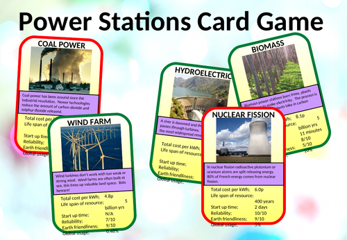 Power Stations GCSE Card Game