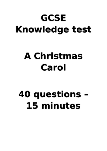 GCSE Knowledge Test - A Christmas Carol