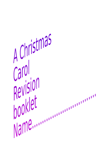 A Christmas Carol Revision Booklet