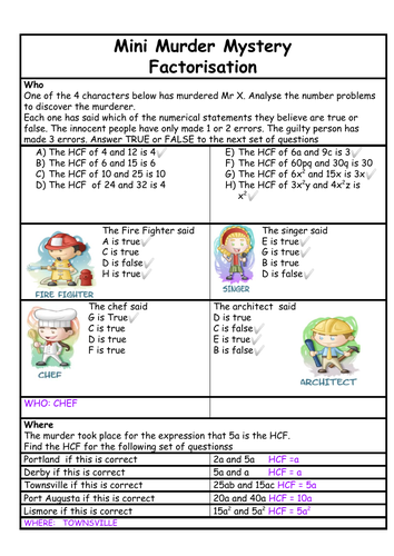 Mini murder Mystery Factorisation