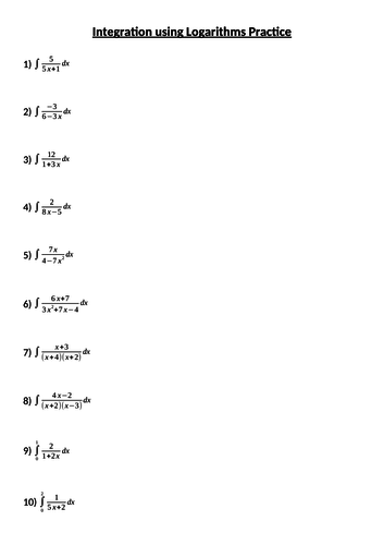 Integration Using Logarithms