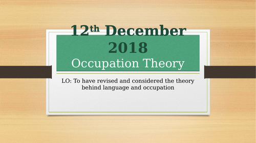 AQA English Language A-Level - Language and Occupation Theory