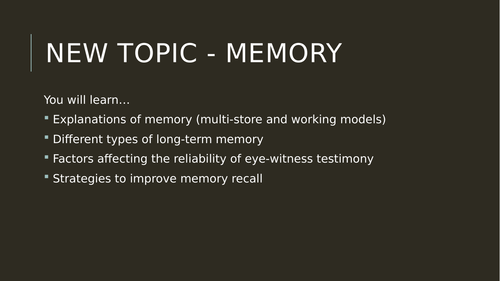 Multi-Store Model of Memory - FOUR LESSONS
