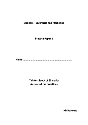 R064 Enterprise and Marketing - Practice Paper