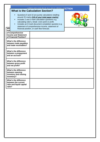 Level 3 BTEC Business (new spec) Unit 3 Exam - Revise the Calculation Section