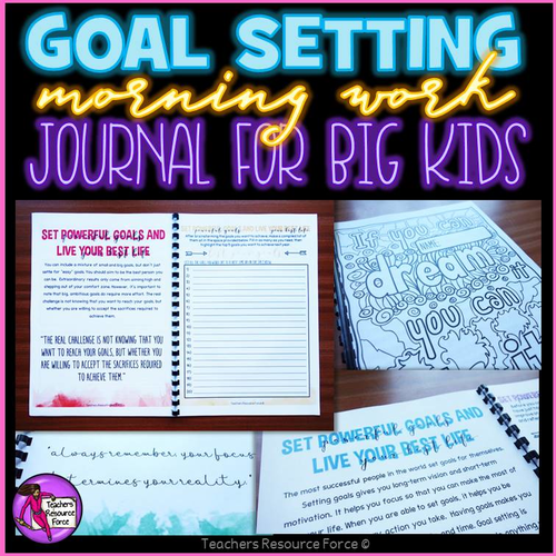 Goal setting sheets journal morning work - PowerPoint and Printables