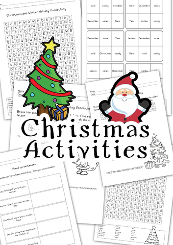 Free Christmas Activities for ESL | Christmas Bingo, Code Breaker, Word Search & More