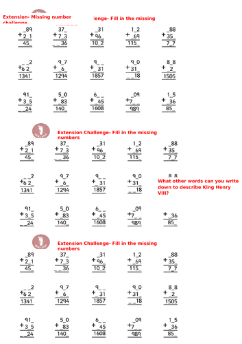 Missing number challenge Extension or Next Steps HA