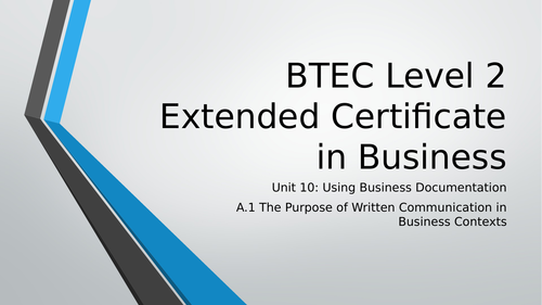 btec-level-2-business-unit-10-purpose-of-documentation-teaching