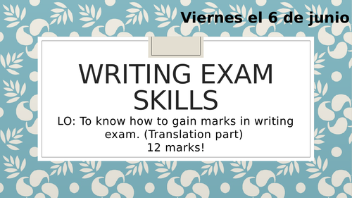 Writing exam prep- translation