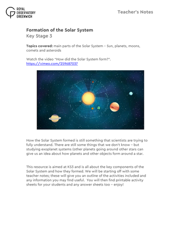 Formation Of The Solar System Ks3 Teaching Resources