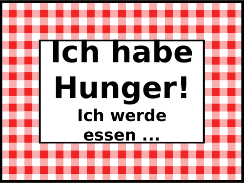 Essen (Food in German) Ich habe Hunger Activity