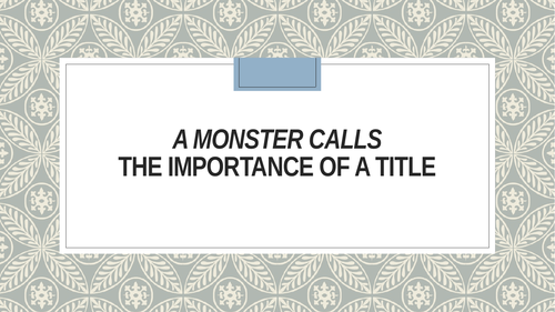 A Monster Calls - Complete SoW | Teaching Resources