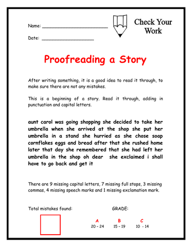 Proofreading Worksheets