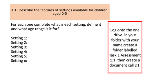 CACHE Childcare support sheet