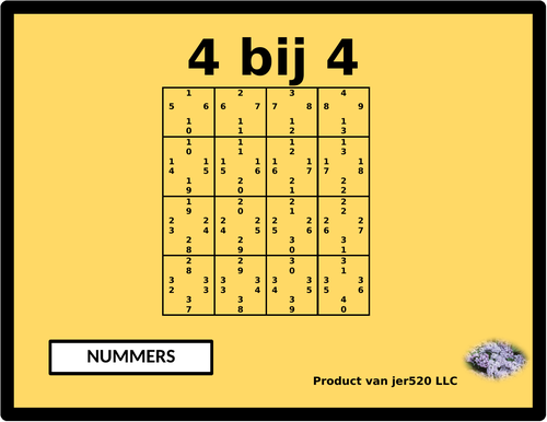 Nummers (Numbers in Dutch) 4 by 4