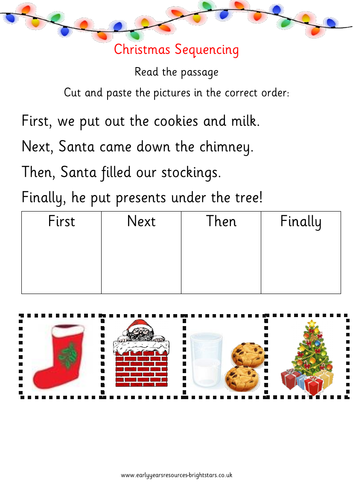 Reading and sequencing worksheets for kindergarten