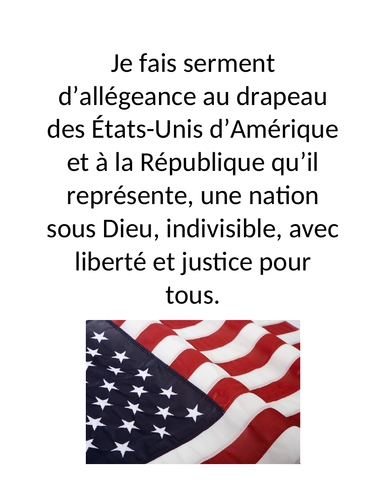 Pledge of Allegiance in French Poster | Teaching Resources