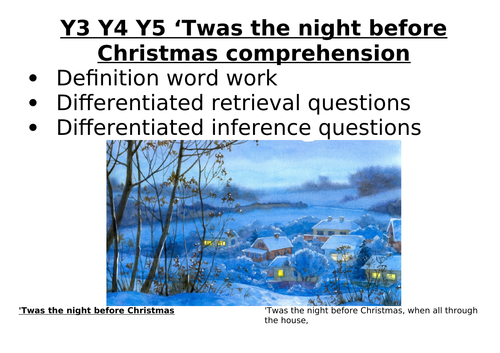 Y3 Y4 Y5 Night before Christmas whole class guided reading - Word work, retrieval and inference